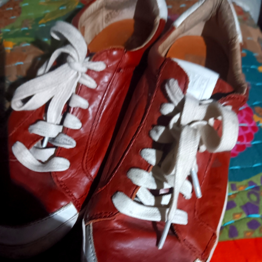 FRYE Cognac  Leather Sneakers